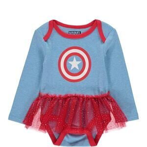 NWT Marvel Captain America Newborn Tutu Creeper + Headband Set (0-9M)